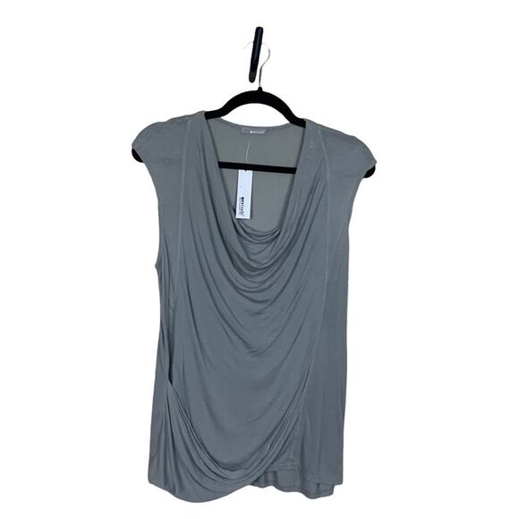 LA Made Sleeveless Front Drape Faux Wrap Knit Top Gray Size Small - Picture 1 of 6